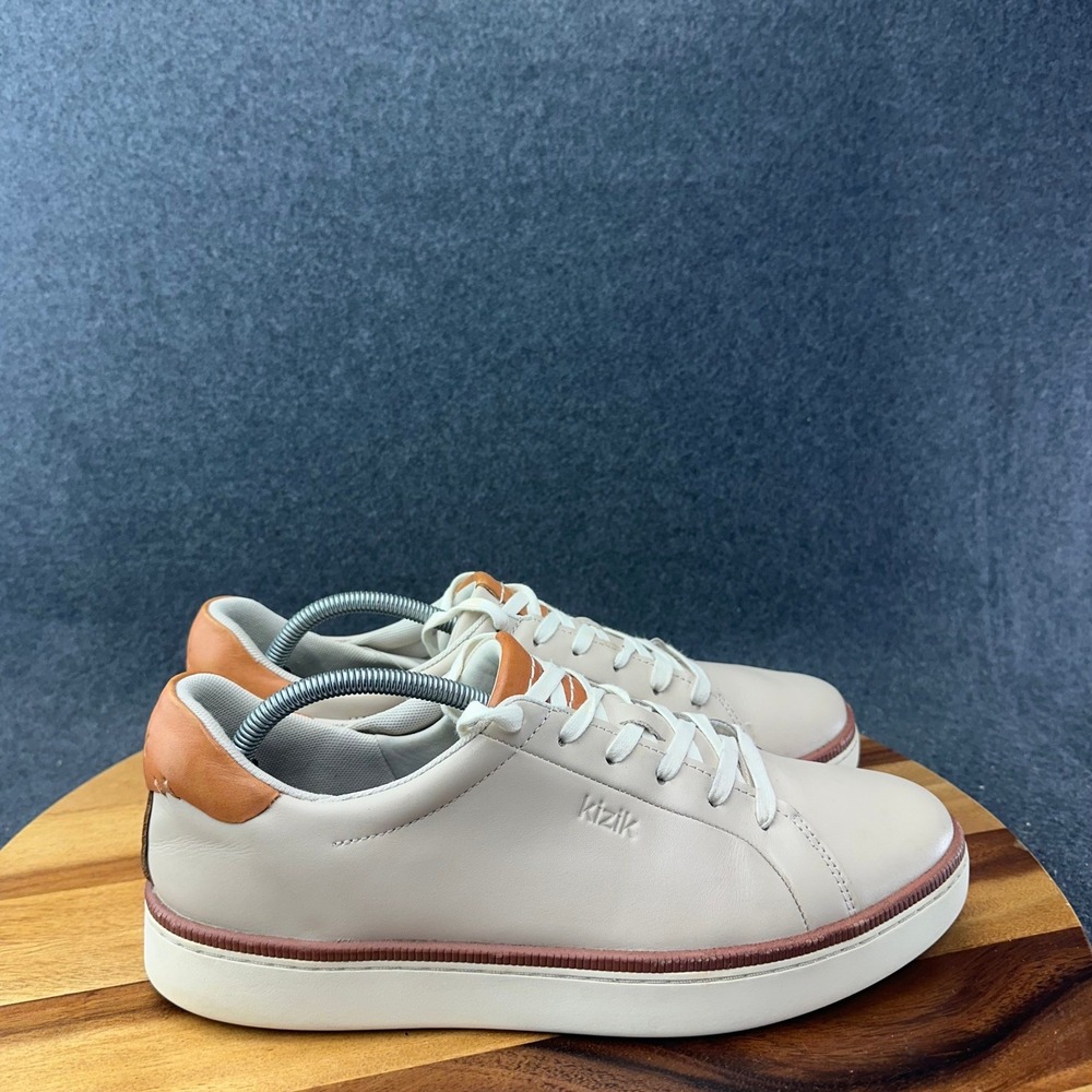 Kizik Sonoma Leather Hands Free Slip On Sneakers Taupe Sand Men's Size 11